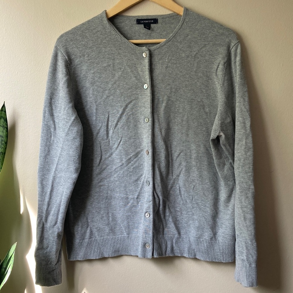 Land’s End light grey cardigan Women’s large
